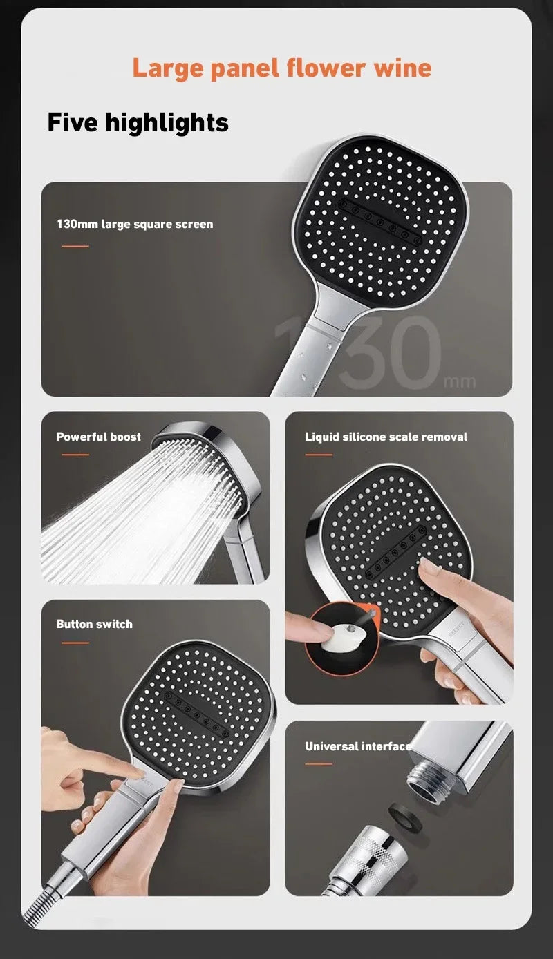 Xiaomi 3 Modes Shower Head 13cm Large Panel Adjustable High Pressure Massage Shower Head Filter Element Bathroom Accessories New