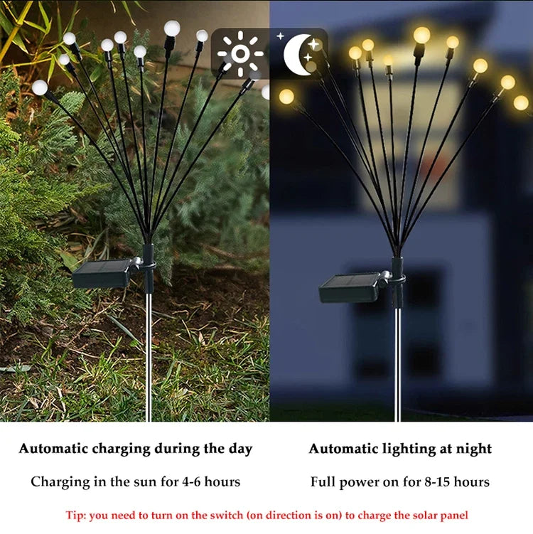 LED Solar Garden Lights Powered Firefly Lights Outdoor Waterproof Vibrant Garden Lights for Patio Pathway Decoration,Warm