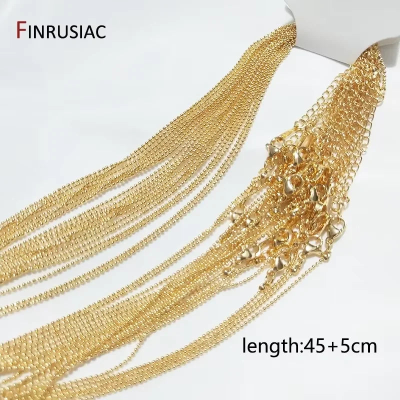 Wholesale 18K real gold plated chain for necklace making, 1.6mm thickness Spring clasp chain for Jewelry Making