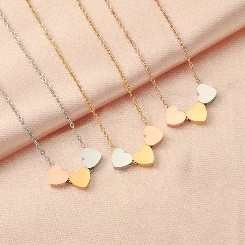 RAKOL Stainless Steel Necklaces Trend Sweetheart Gold Color Silver Color Metal Charms Pendants Chains Fashion Necklace For Women