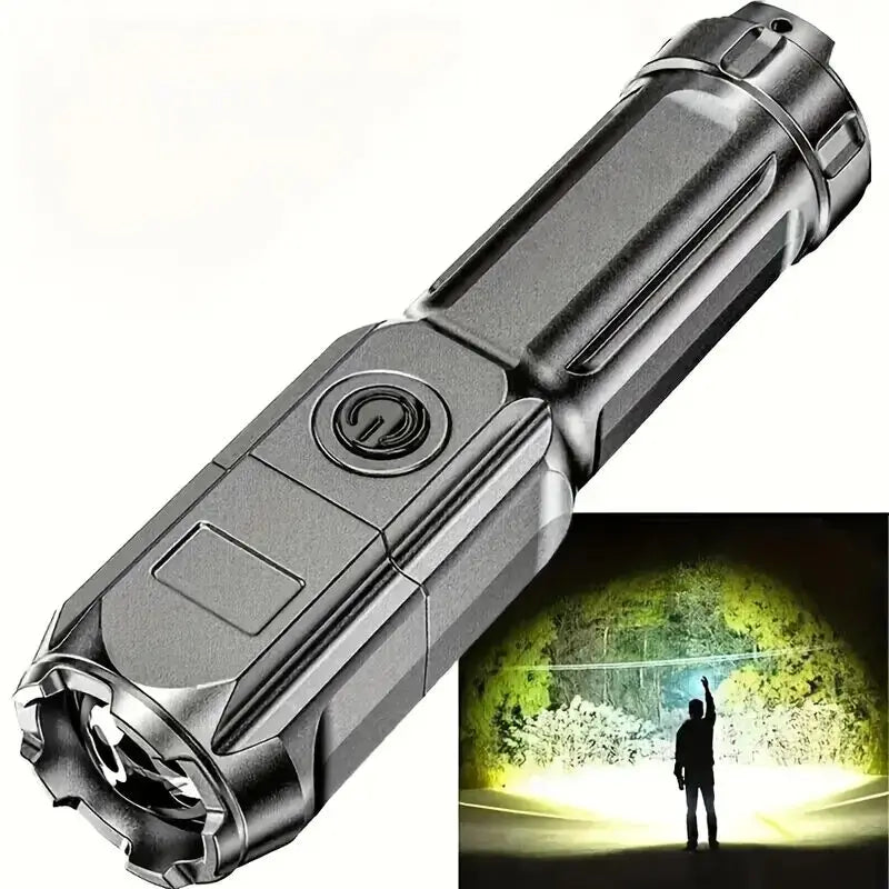 LED Camping Torch Flashlight High Power USB Rechargeable Spotlight Zoom Lantern Built-in Battery For Fishing Outdoor Waterproof