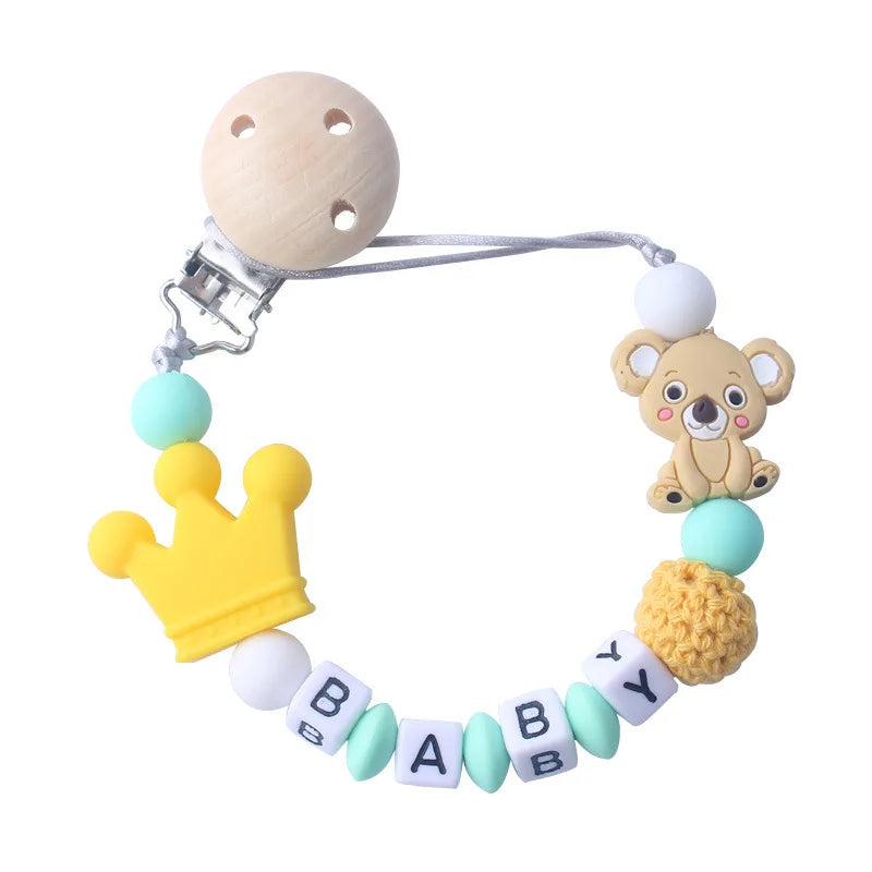 Custom Personalized Name Pacifier Chain for Baby Teether Newborn Toddler Silicone Clips Holder Baby Teething Toys Accessories