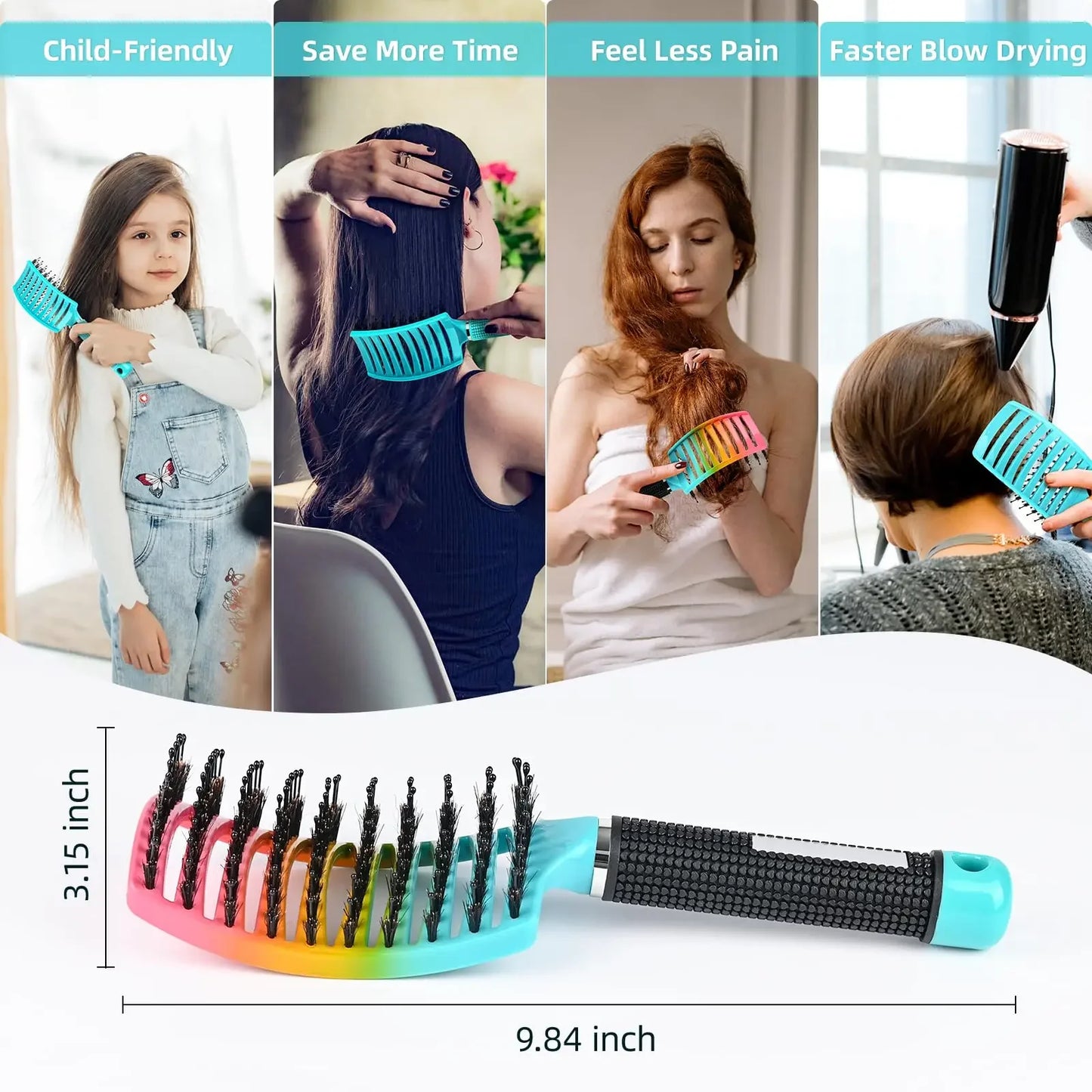 1pcs Hairbrush Bristle Nylon Women Wet Curly Detangle Hair Brush Hair Brushes Scalp Massage Comb for Salon Hairdressing Styling