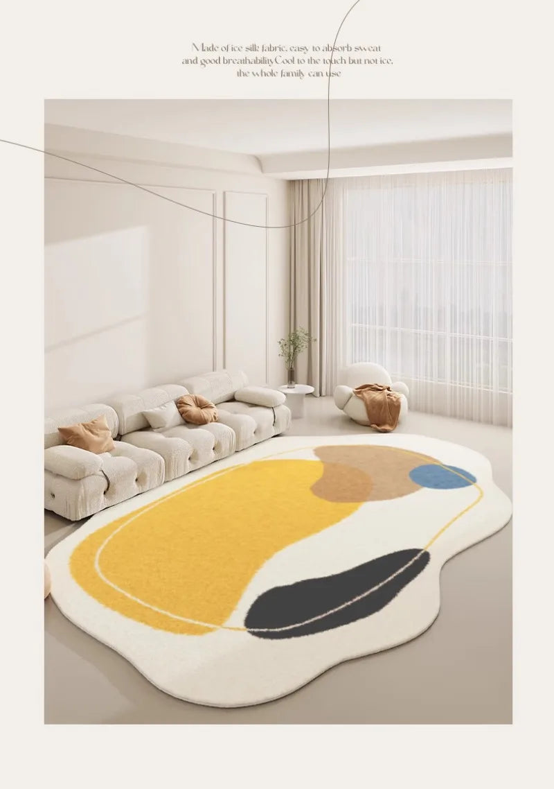 Fluffy Soft Special Shaped Irregular Carpet Living Room Sofa Coffee Table Non Slip Carpets 2024 New Cream Style Home Bedroom Rug