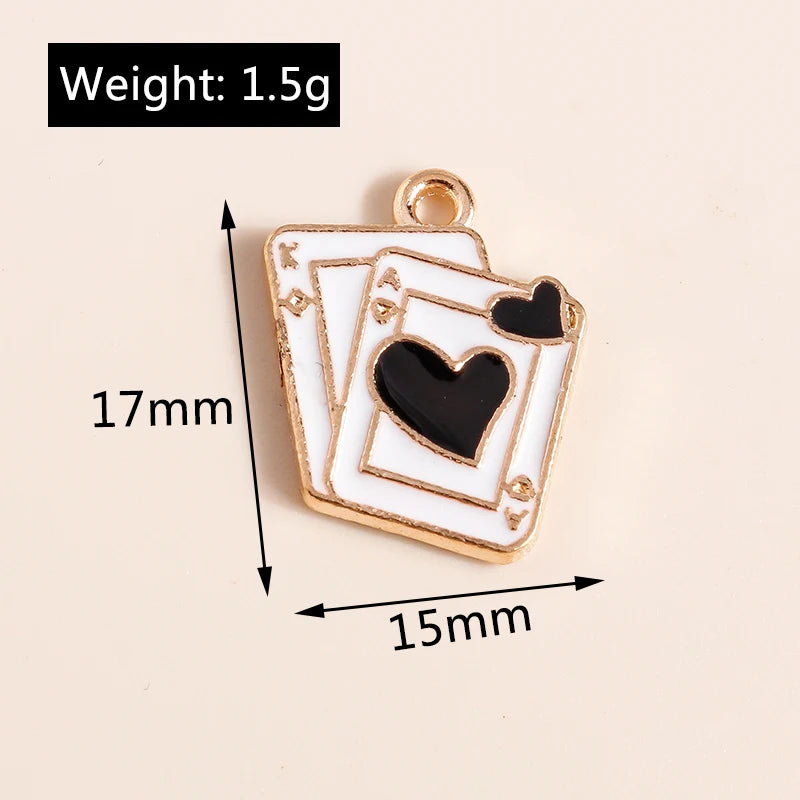 10pcs Creative Heart Ace Poker Charms Pendants for DIY Jewelry Making Accessories Handmade Charm Earrings Bracelets Necklaces