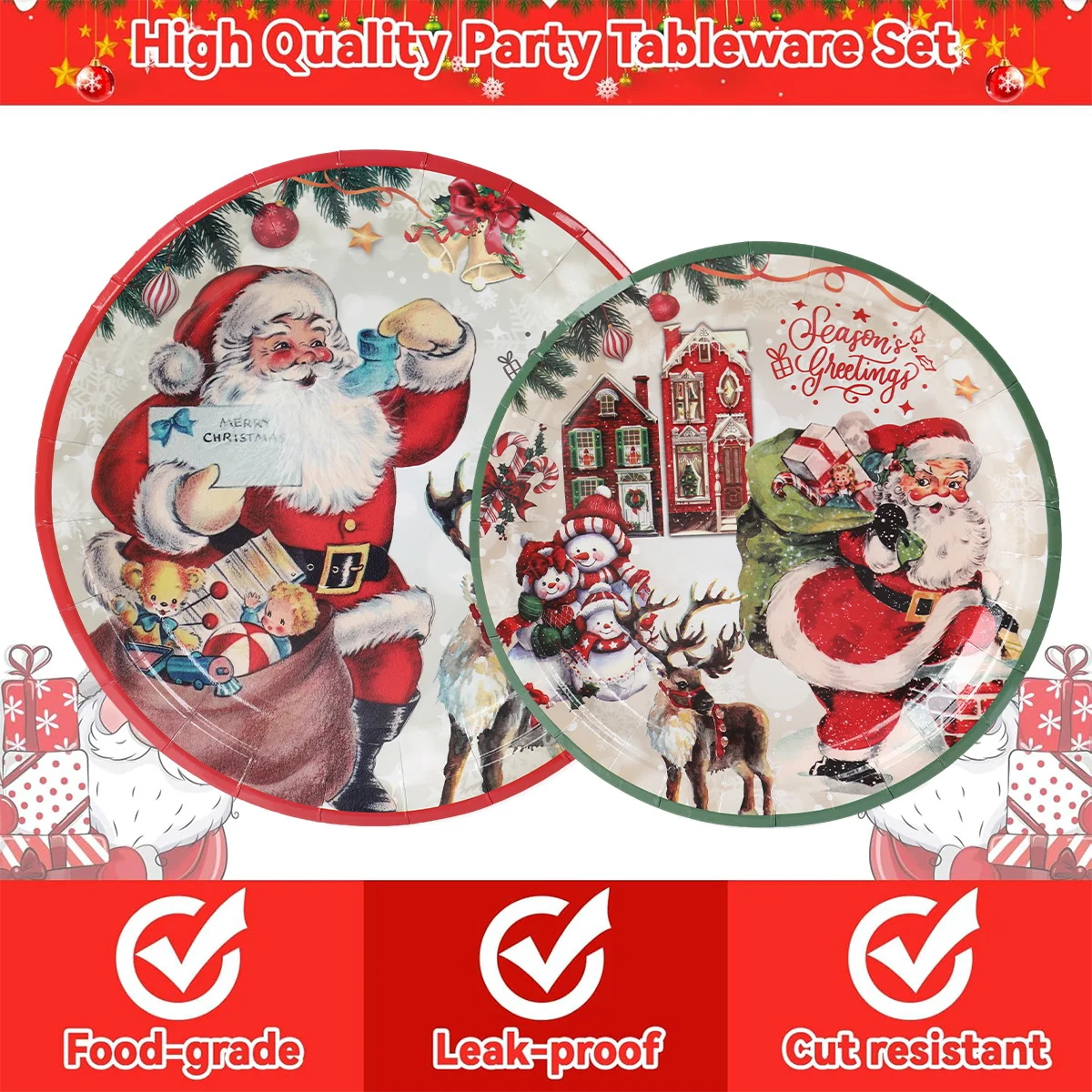 Christmas Party Disposable Tableware Santa Elk Paper Plates Paper Cups Merry Christmas Decorations 2024 For Home Xmas Ornaments