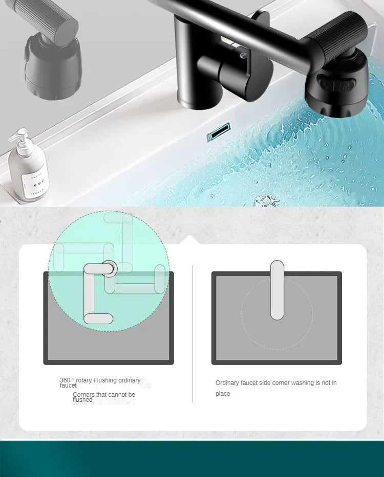 Mechanical Arm Universal Faucet Bathroom Kitchen Splashproof Faucet Bathroom Countertop Basin Hot and Cold Tap Faucet Accessorie