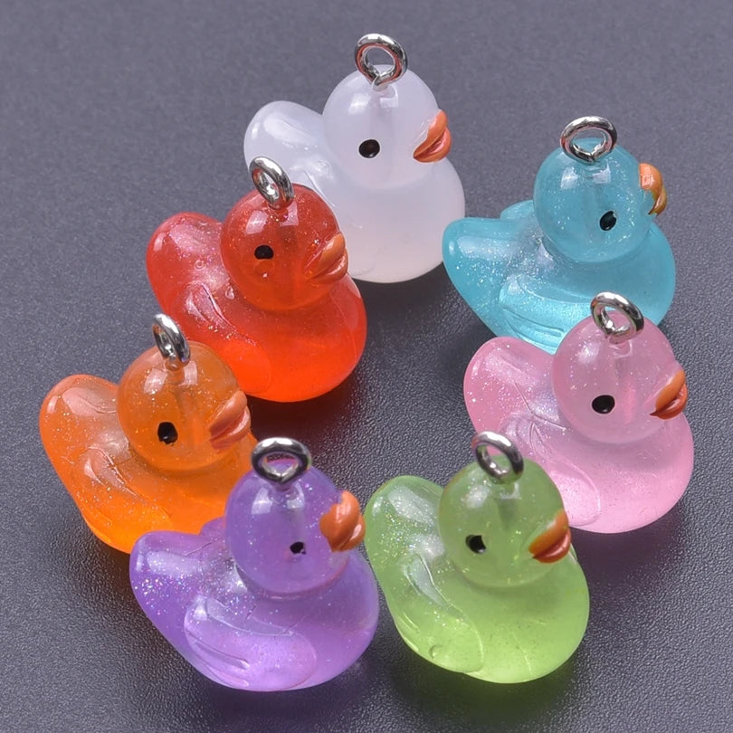 10-60pcs Cute Resin Duck Charms for Jewelry Making DIY Animal Earrings Pendants Necklaces Charms Wholesale Accessories Keychain