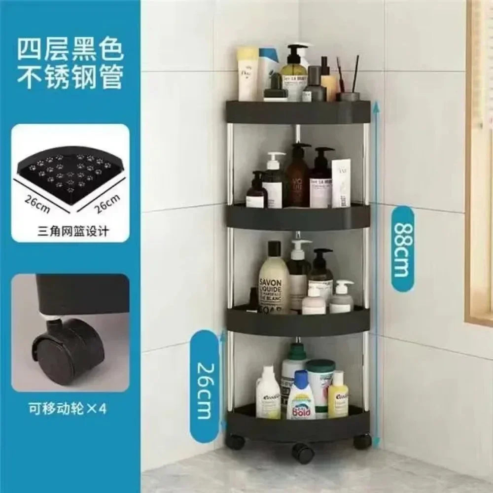 Punch-Free Triangle Storage Rack Floor Kitchen Corner Bathroom Bathroom Corner Multi-Layer Toilet Storage Rack