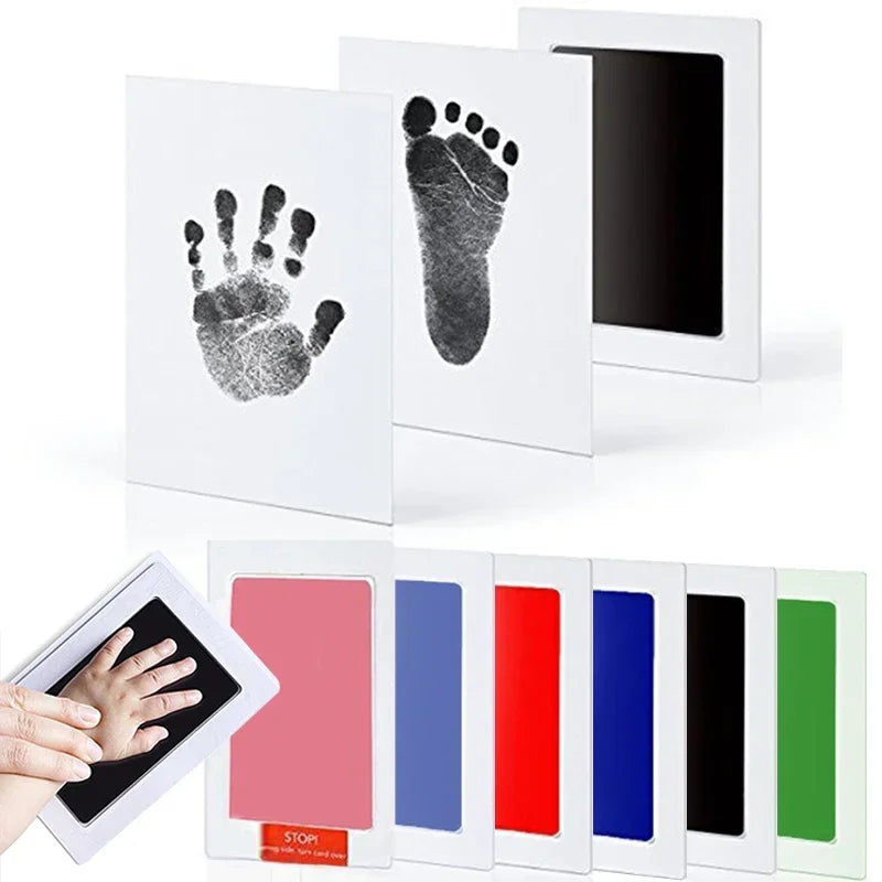 Safe Non-toxic Baby Footprints Handprint No Touch Skin Inkless Ink Pads Kits for 0-10 Months Newborn Pet Dog Footprint Souvenir