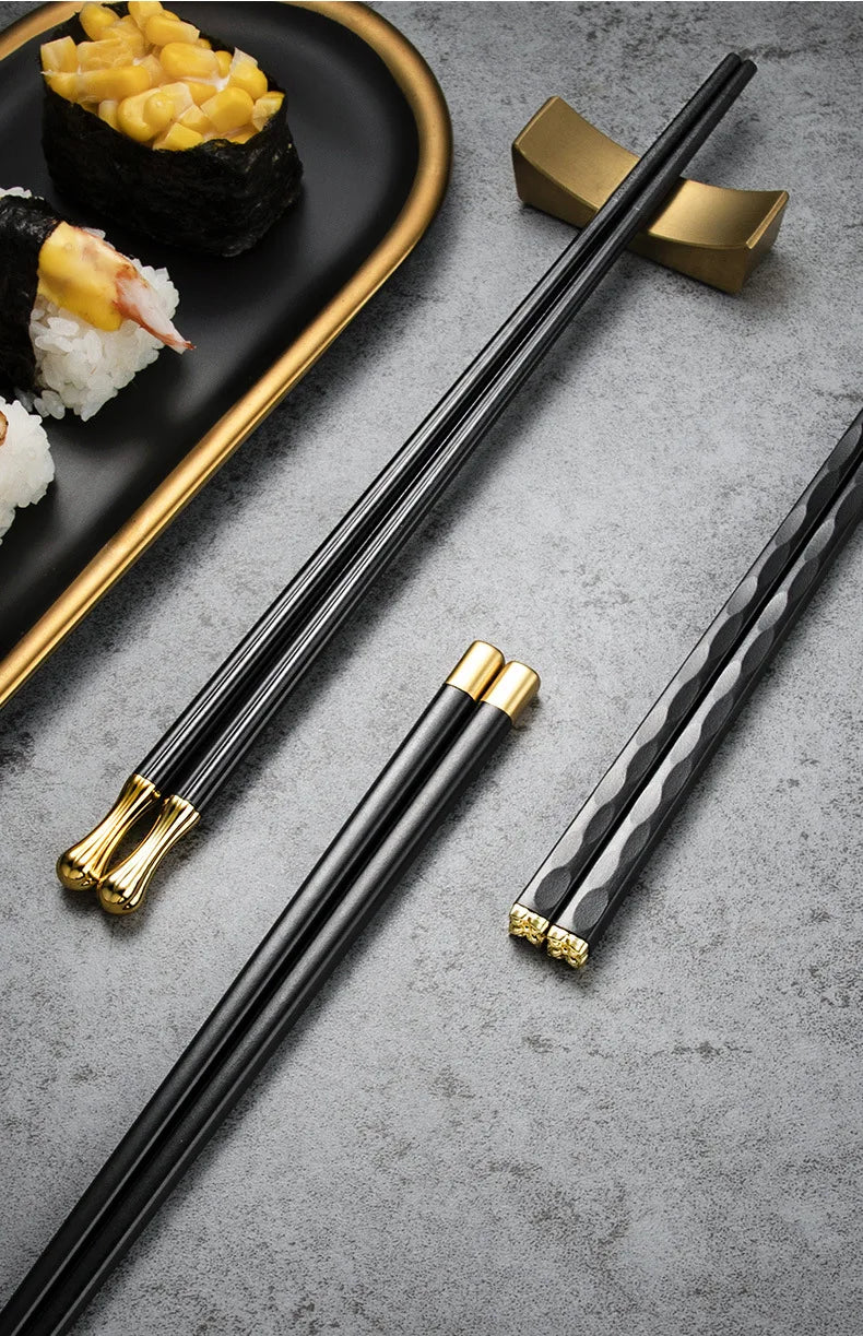 5 Pairs Japanese Chinese chopsticks Sushi Sticks Reusable  Korean Chopsticks Set Healthy Alloy Tableware Palillos Chinos