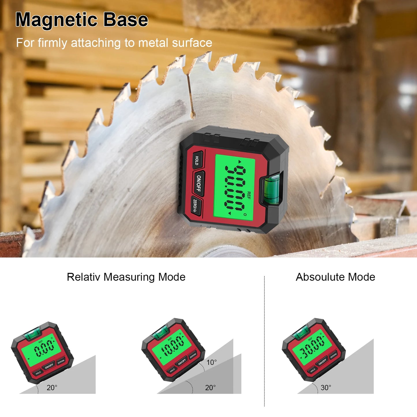 Digital Protractor 4*90° Electronic Inclinometer Backlight Level Box With Magnetic Base Angle Finder Gauge Measurement Tool