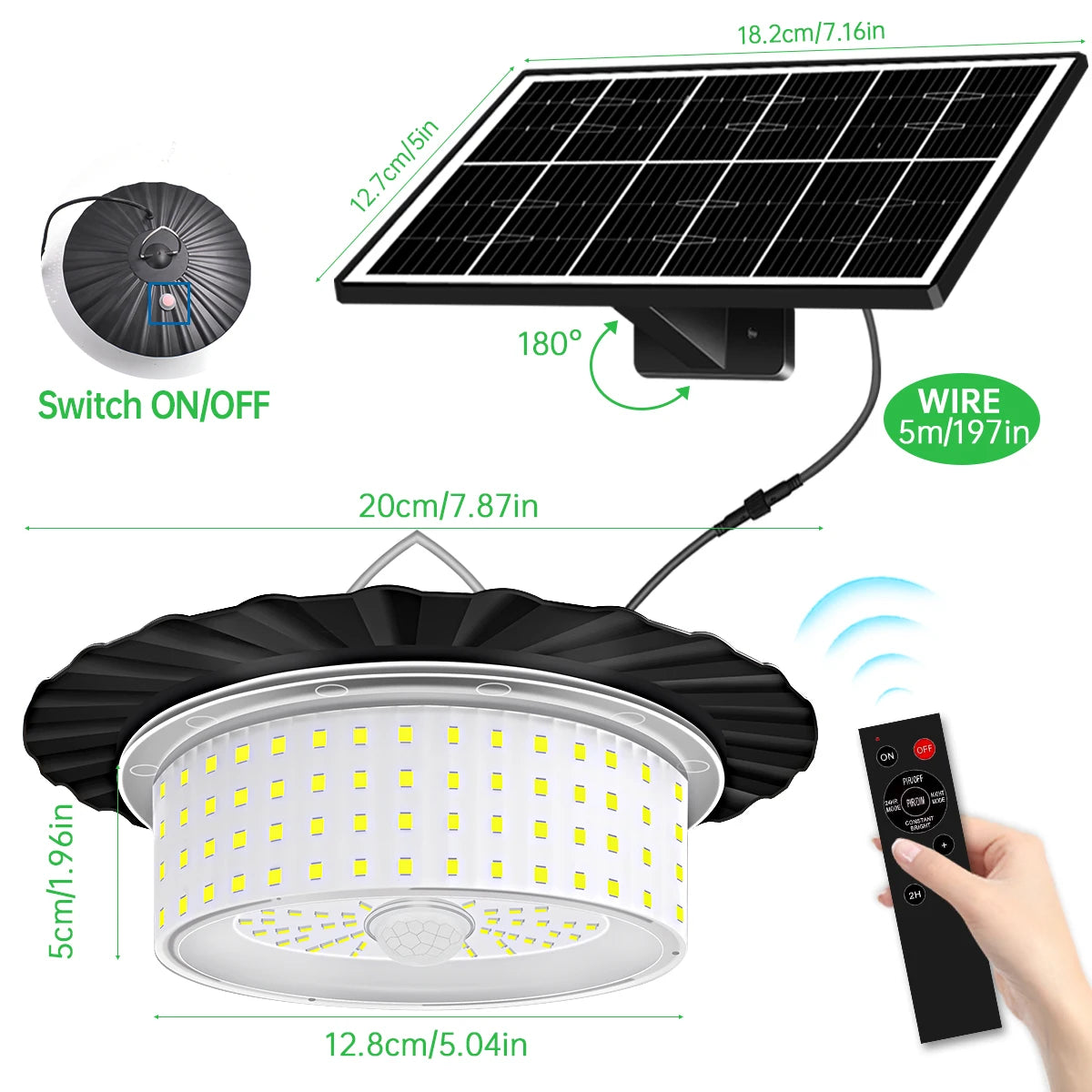 1pcs Portable Solar Pendant Light Indoor Outdoor 360°Glow 244LED Waterproof Solar Light for Shed Camping Gazebo With 5 Modes