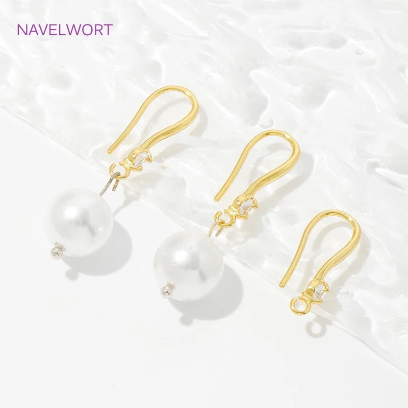 10/20Pcs Earwires Hooks For Earring 18K Gold Plated Brass Inlaid Zircon Earrring Clasp Hooks Fittings,Accessories For Earrings