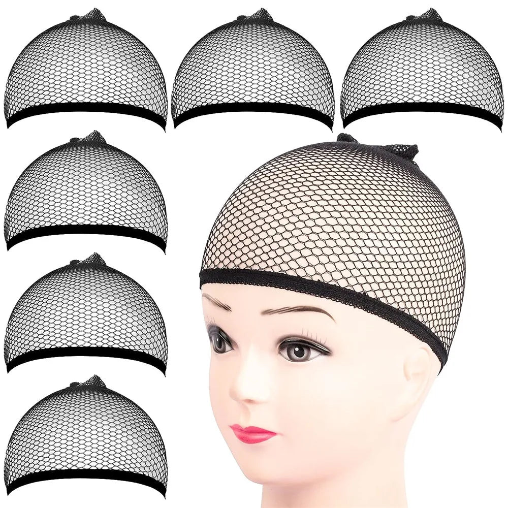 HENRY MARGU Black Mesh Net Synthetic Wig Cap Liner Weaving Cap for Wigs Elastic Hair Net Close End Fishnet Wig Caps Average Size