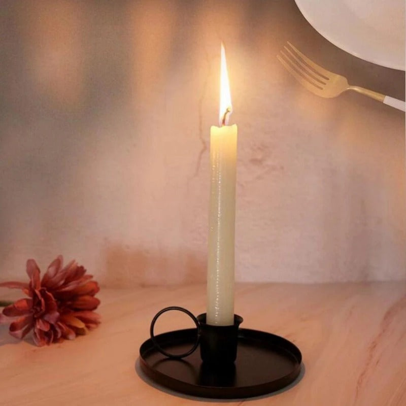 Portable Candle Holder Desktop Candlestick Adornment Metal Candlestick Taper Candle Holder With Handle Home Wedding Decorations