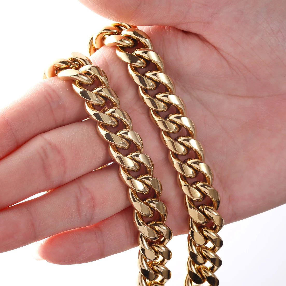 Any Length 7"-40" 6mm-14mm New Fashion Women Mens Chain 316L Stainless Steel Miami Link Necklace or Bracelet Crystal Buckle Gift