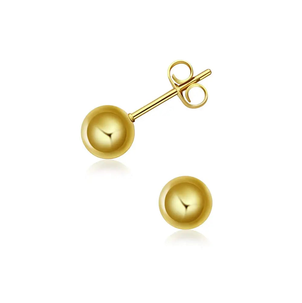 1 Pair Tiny Women Girls 14K Gold Plated Round Ball Stud Earrings Surgical Stainless Steel Earrings Set 2-6MM