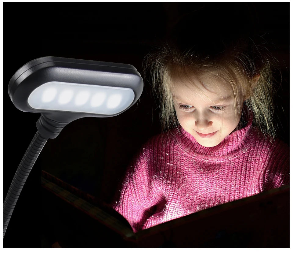 Mini Portable LED Book Light Eye Protection Reading Lamp Flexible Adjustable Direction Battery Learning Desk Lamp Bedroom Light