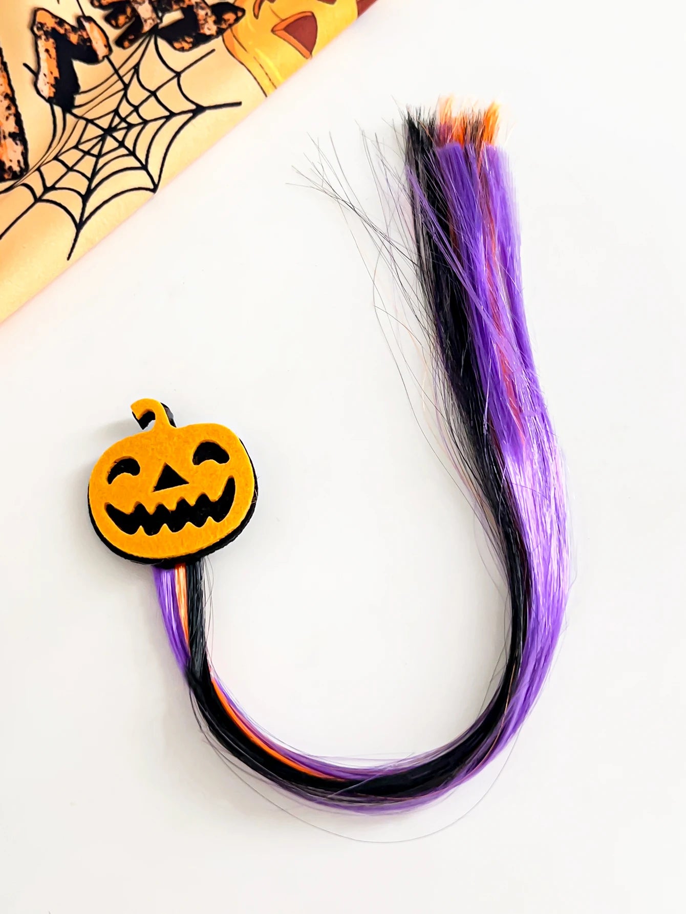 1Pcs Halloween Wig Hair Clips for Girls Women Colored Hair Extensions Accessories Hairpin for Halloween Party Present