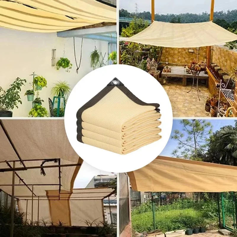 Beige sunshade net Wrap-around perforated sunshade cloth thickened heat insulation net Summer outdoor shade sun screen