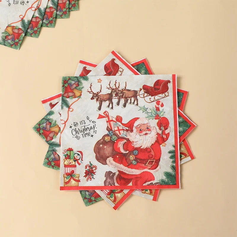 Christmas Party Disposable Tableware Santa Elk Paper Plates Paper Cups Merry Christmas Decorations 2024 For Home Xmas Ornaments