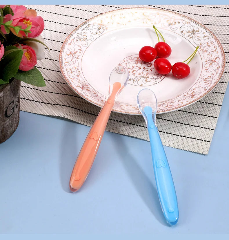 Baby Silicone Spoon Learning Spoon Set Stars Tableware Kids Soft Silicone Feeding Spoon Training Baby Reborn Silicone Utensils