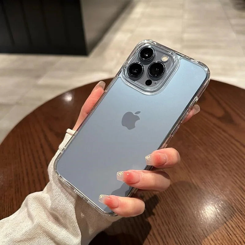 Transparent Shockproof Hard Acrylic Case For iPhone 16 15 14 13 12 Mini 11 Pro XS Max X XR 7 8Plus SE Soft Silicone Bumper Cover