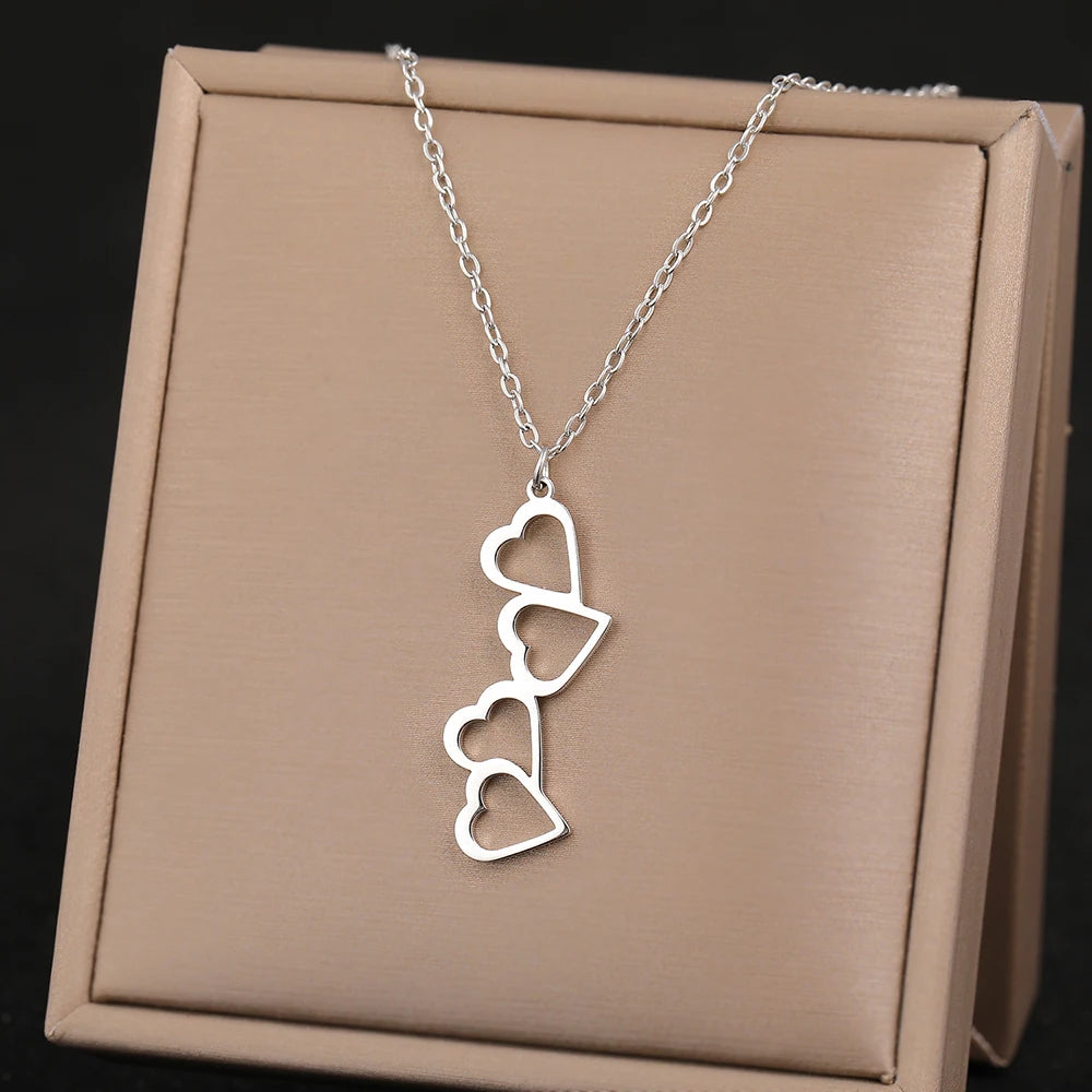 Stainless Steel Necklaces Elegant Exquisite Heart Infinity Symbol Heartbeat Pendants Chain Trend Fine Necklace For Women Jewelry