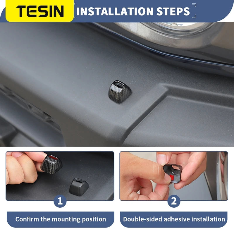 TESIN Headlight Cleaning Spray Nozzle Decoration Cover Headlight Washer Cap for Suzuki Jimny 2023 2024 Up Exterior Accessories