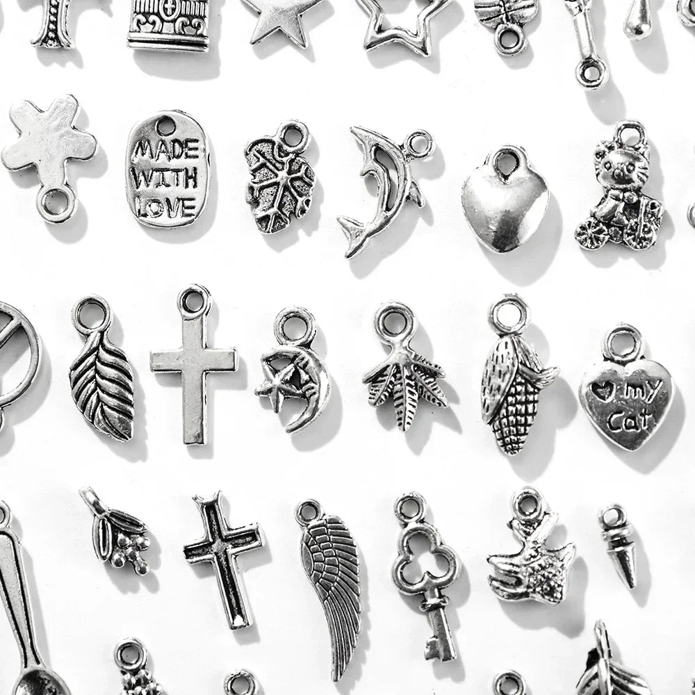 100pcs Tibetan Silver Mixed Pendant Animals Charms Beads for Jewelry Making Bracelet Earrings Necklace DIY Craft Art Charms