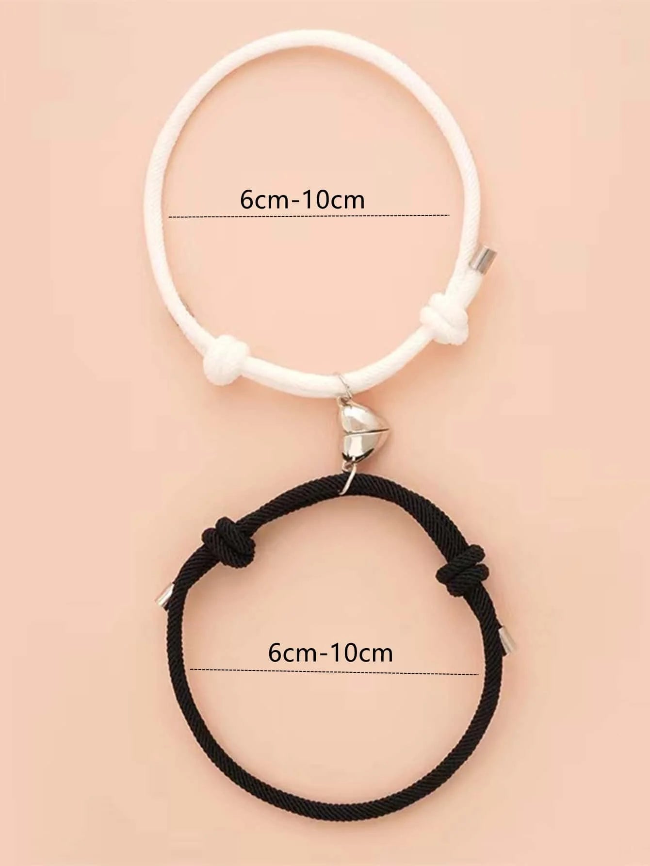 2 Pice Color Black White Hand Rope Love Magnetic Couple Good Friend Good Brother Party Student Travel Fashion Elegant Silver Mul