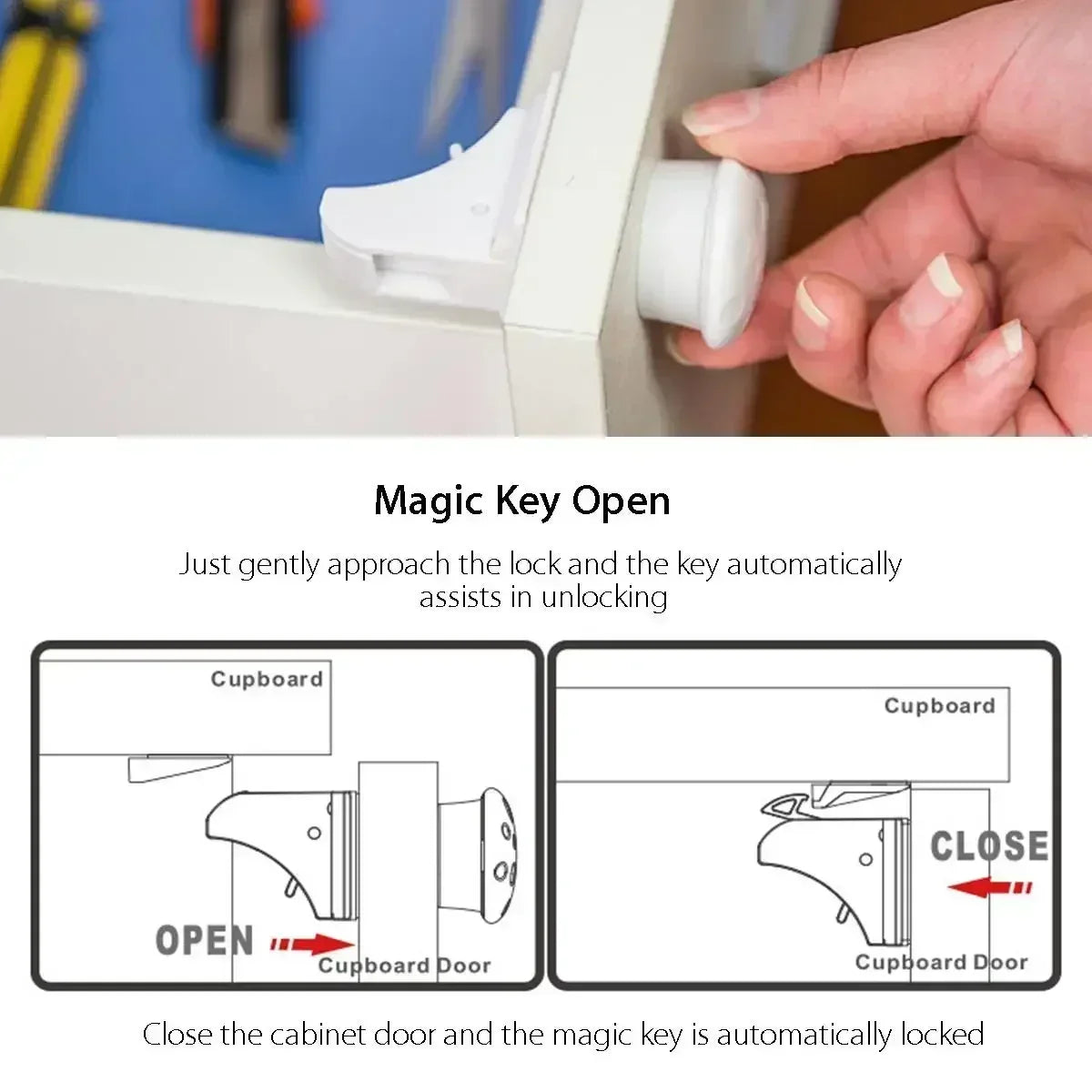 Keep Your Kids Safe with Magnetic Children's Lock: Ideal Drawer & Cabinet Door Safety For Babies, Toddlers & Children