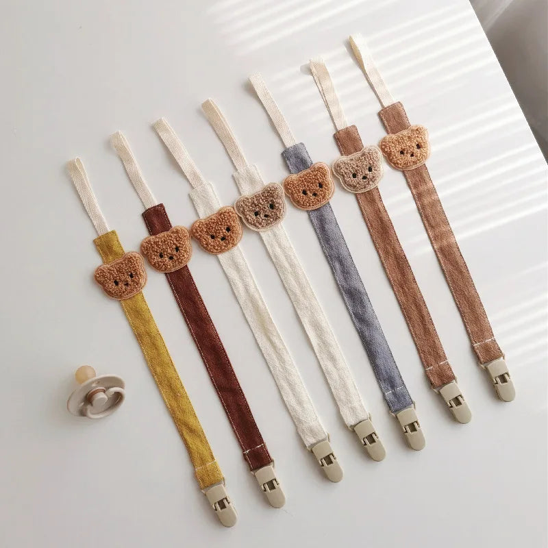 Cute Bear Baby Pacifier Chain Clips Holders Anti-drop Chain Cartoon Teething Clips Teether Toy Soother Pacifier Strap