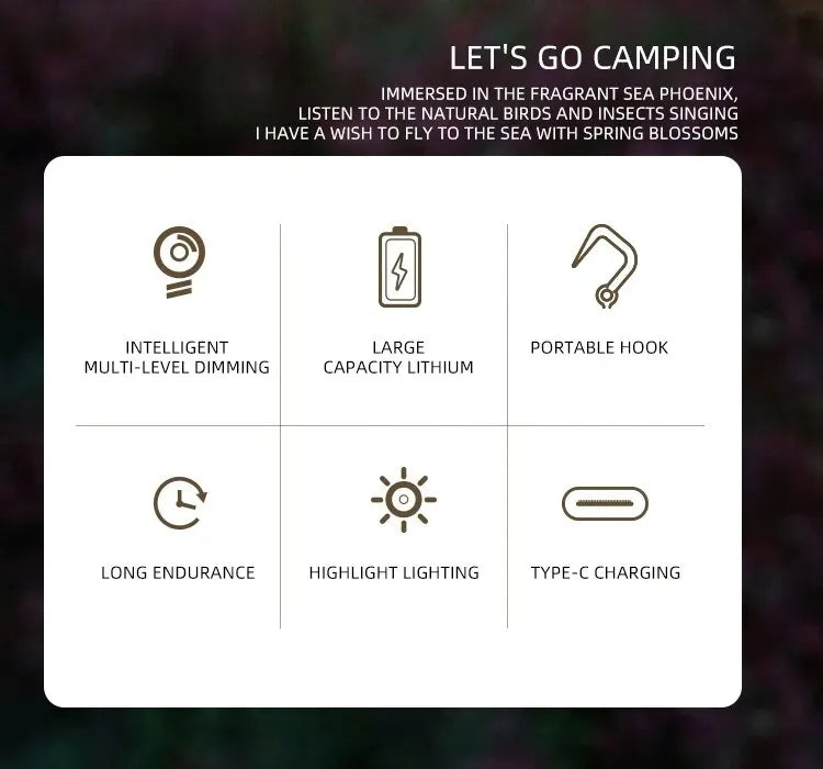 LED Camping Lamp 1200mAh Retro Hanging Tent Lamp 2700K/6500K Emergency Light Lantern IPX4 Waterproof Type C Charging for Outdoor