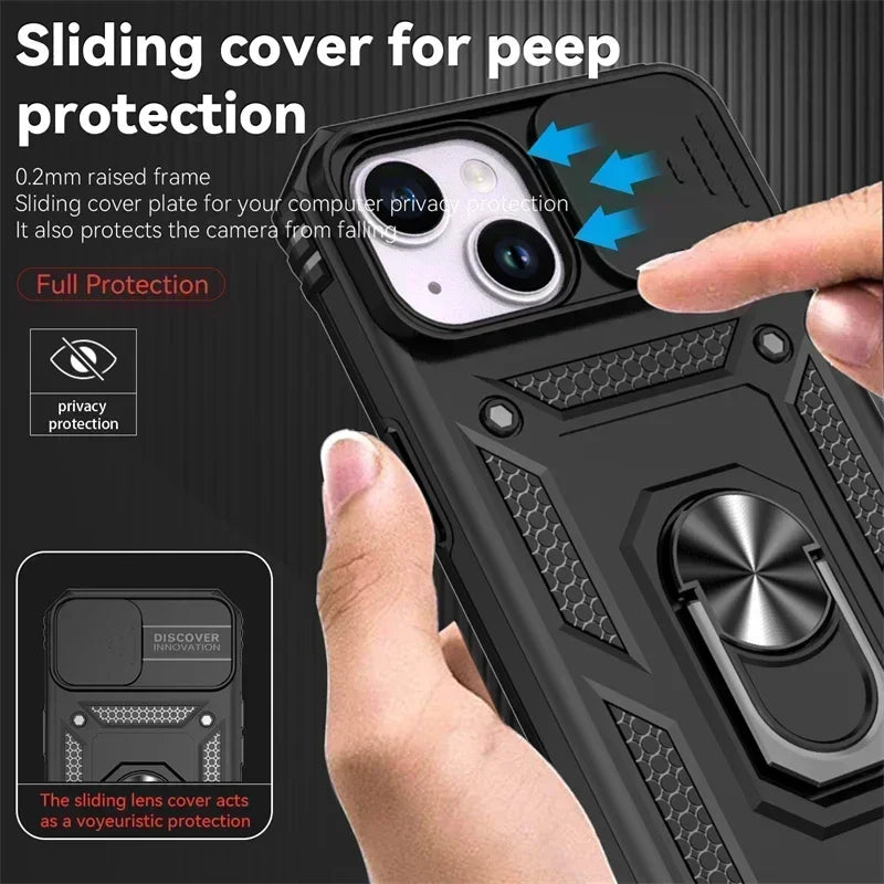 For iPhone 15 Pro Max Case Kickstand Bumper Phone Shell Heavy Duty Armor Hard for iPhone 14 13 12 11 Pro Max 15 14 Plus Cover