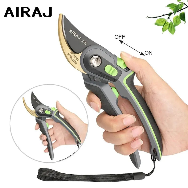 AIRAJ 8inch Pruning Shear Garden Tools Labor Saving Scissors Gardening Plant Sharp Branch Pruners Protection Hand Durable