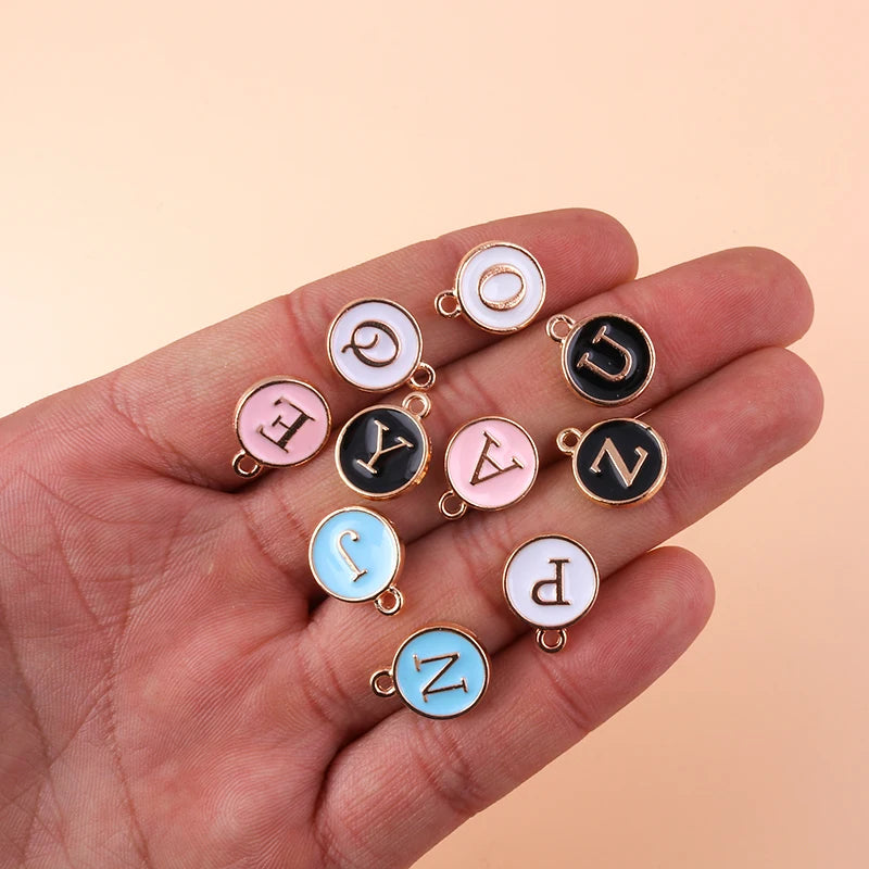 10pcs 4 Colors Cute Mini Alphabet 26 Letters Charms Pendants for DIY Name Jewelry Necklace Bracelet Earrings  Birthday Gifts