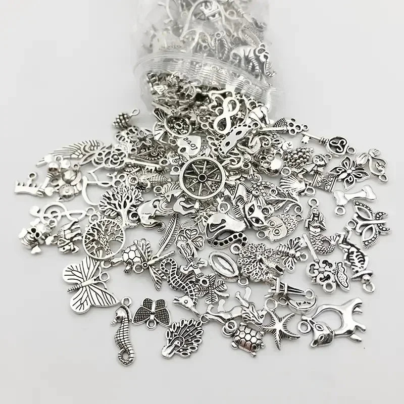 100pcs Tibetan Silver Mixed Pendant Animals Charms Beads for Jewelry Making Bracelet Earrings Necklace DIY Craft Art Charms