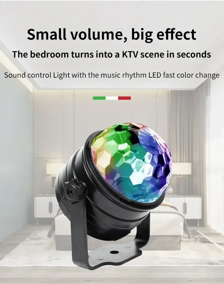 LED Stage Disco Light Rotating DJ Ball Strobe Remote Sound Control Magic Dance Car RGB Christmas Gift Party Club Laser Show Lamp