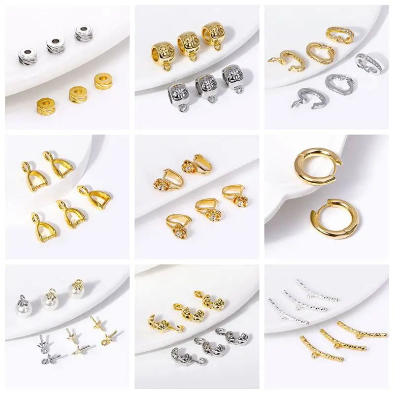 10/20Pcs Earwires Hooks For Earring 18K Gold Plated Brass Inlaid Zircon Earrring Clasp Hooks Fittings,Accessories For Earrings