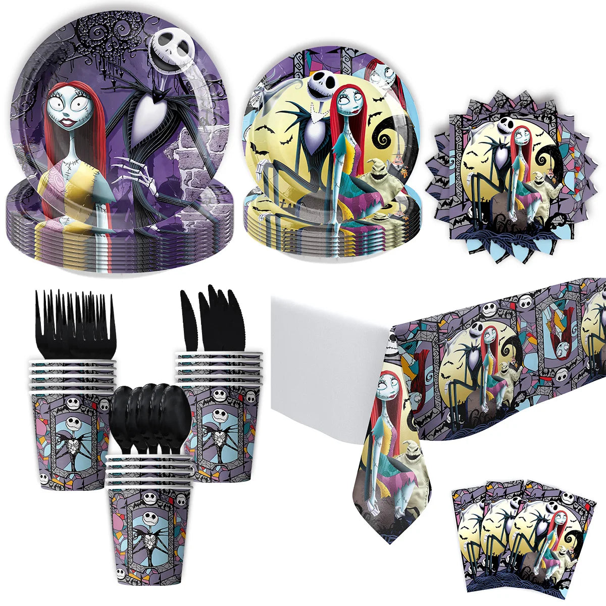 Nightmare before christmas decoration Party Supplies Gift Bag Kids Disposable Tableware Tablecloth Plates Cups Napkins Balloons