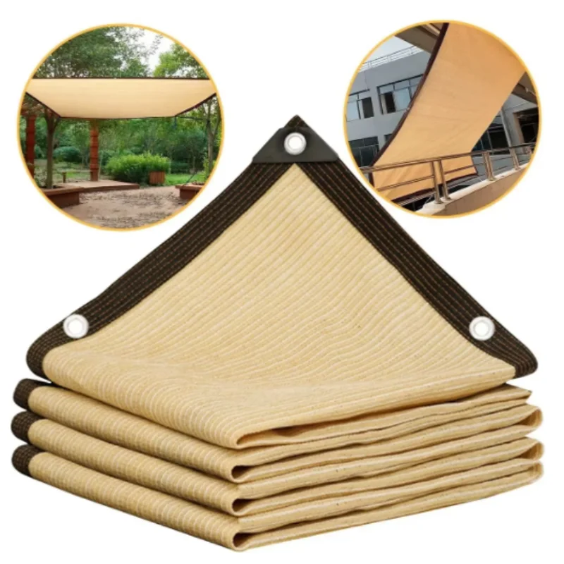 Beige sunshade net Wrap-around perforated sunshade cloth thickened heat insulation net Summer outdoor shade sun screen