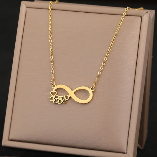 Stainless Steel Necklaces Elegant Exquisite Heart Infinity Symbol Heartbeat Pendants Chain Trend Fine Necklace For Women Jewelry