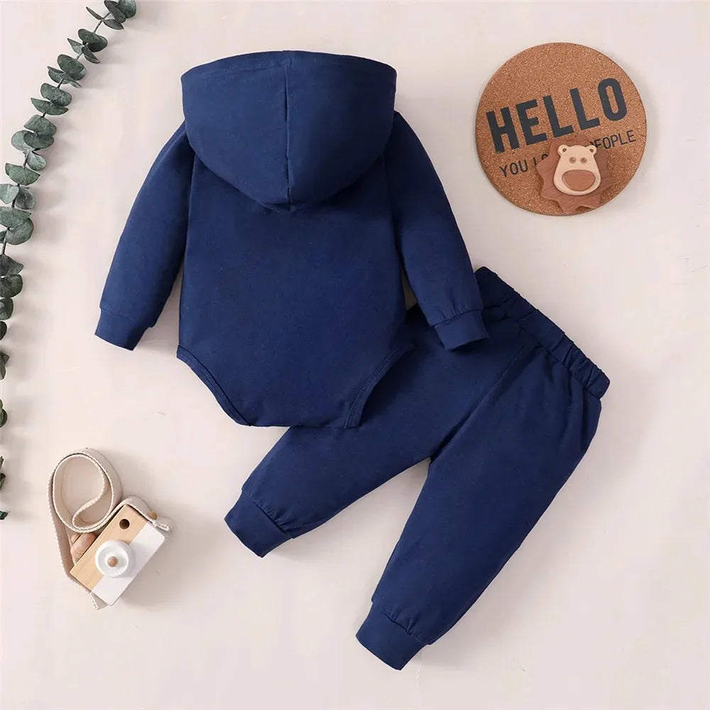 0-24 Months Newborn Baby Boy 2PCS Clothes Set Letter print Long Sleeve Hoodie Romper+Pants Toddler Boy Cute Spring&Autumn Outfit