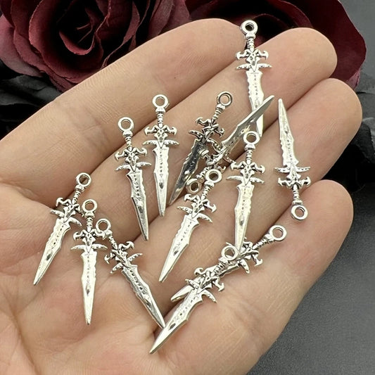 20pcs 29*9mm Wholesale Metal Alloy Mini Sword Charms Weapon Pendant for Jewelry Making DIY Handmade Craft  Pendant Accessories