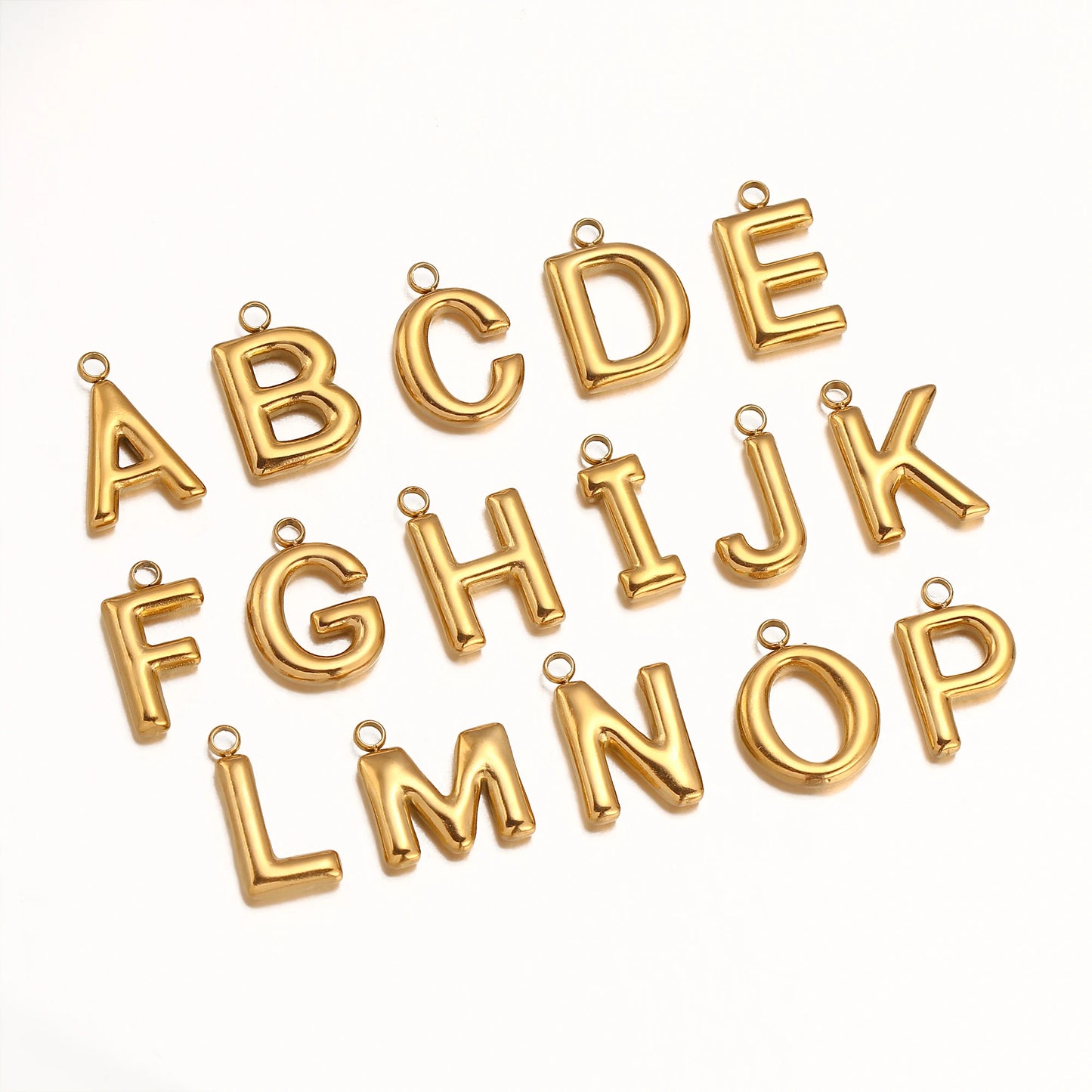 3Pcs/Lot A-Z Alphabet Initial Charm Stainless Steel Dainty Bubble Letter Pendant Fadeless Anti Allergic Charm for Jewelry Making