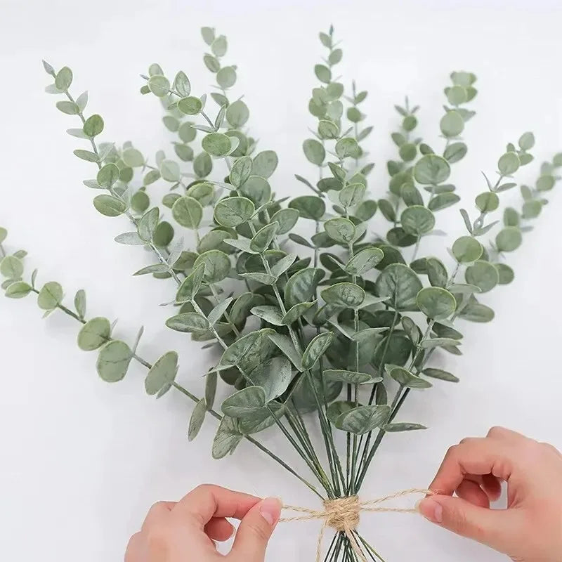 Golden Eucalyptus Artificial Eucalyptus Leaves for Home Flowers Bouquet Centerpiece Wedding Decoration 38cm Artificial Flower