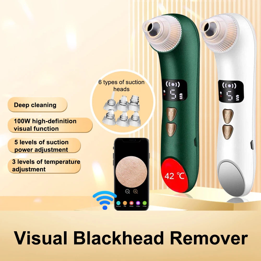 Visual Blackhead Remover Facial Deep Clean Machine Blackheads and Acne Remover Heated Face Extractor Electric Blackhead Sucker