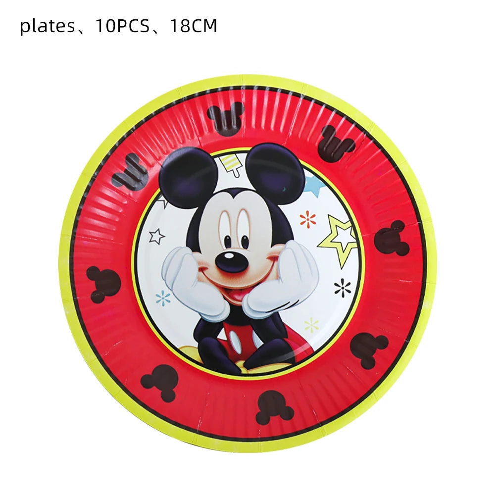 Mickey Mouse Disposable Tableware Birthday Party Supplies Mickey Baby Shower Balloon Cup Plate Gift Bag Kid DIY Party Decoration